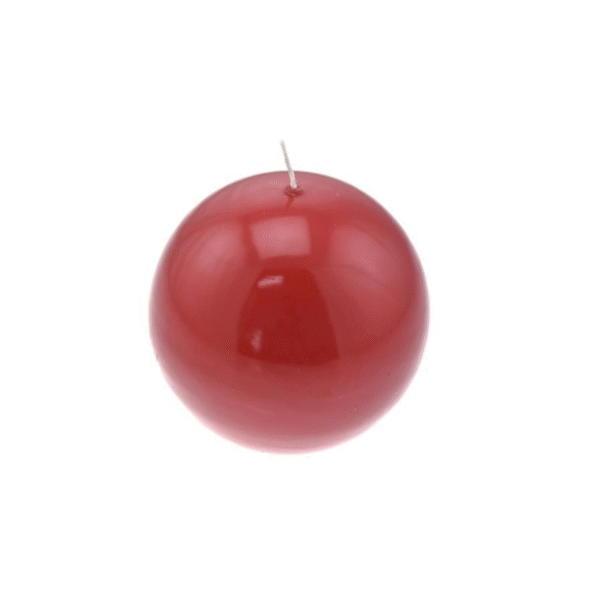 red lacquered sphere shaped candle 7cm
